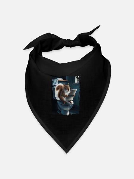 Eichhörnchentoilette Geschenk - Bandana Dreieckstuch - Schwarz