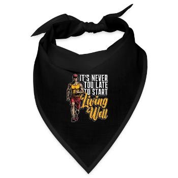 Health Coach It's Never Too Late To Start Workout - Bandana Dreieckstuch - Schwarz - Vorne