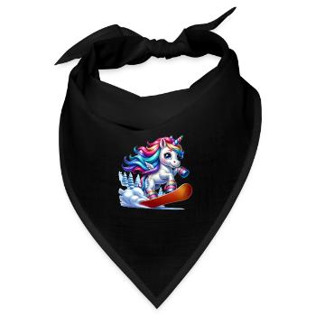 Cute Snowboarder Unicorn - Bandana Dreieckstuch - Schwarz - Vorne