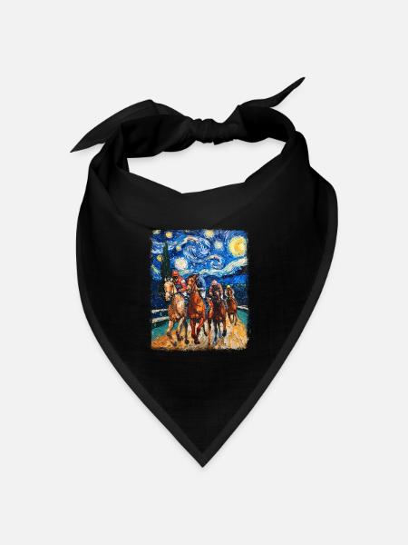 Pferderennen Reiten Reiten Sternennacht Malerei - Bandana Dreieckstuch - Schwarz