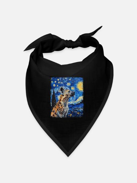 Hyäne Afrikanisches Tier Sternennacht-Gemälde - Bandana Dreieckstuch - Schwarz
