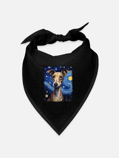 Italienischer Windhund Hund Hund Sternennacht Gemä - Bandana Dreieckstuch - Schwarz