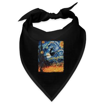 Hexe Halloween Hexen Okkultes Sternennacht Gemälde - Bandana Dreieckstuch - Schwarz - Vorne