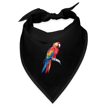 Aquarell Bunt Scharlachrot Ara Papagei Vogel - Bandana Dreieckstuch - Schwarz - Vorne