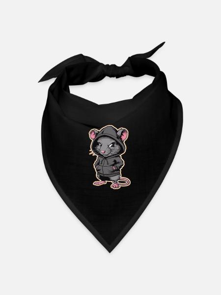 Coole Ratte im stylischen Hoodie - Lustige Tiere - Bandana Dreieckstuch - Schwarz