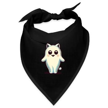 Niedliche Geister Katze Kawaii Geist Haustier - Bandana Dreieckstuch - Schwarz - Vorne