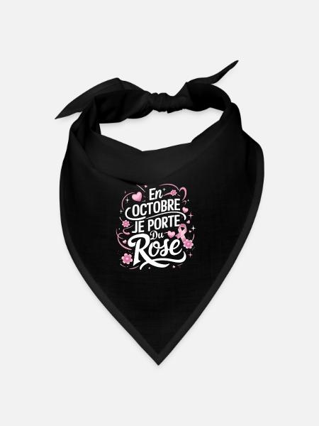 Rosa Oktober Kampf gegen Brustkrebs - Bandana Dreieckstuch - Schwarz