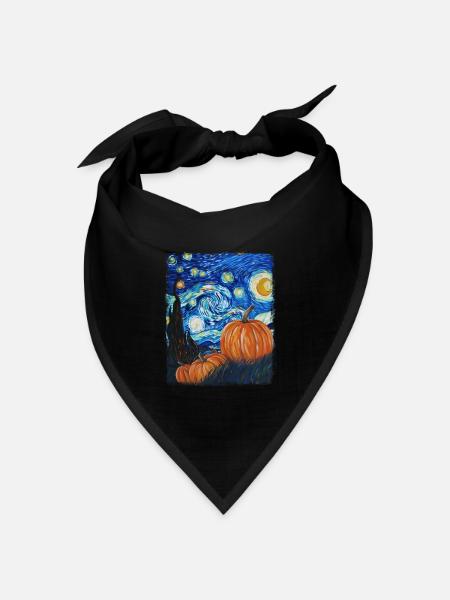 Kürbis-Sternschnuppen-Malerei - Bandana Dreieckstuch - Schwarz