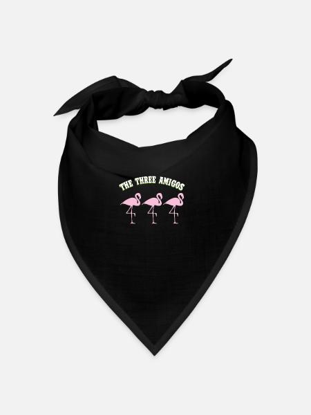 Die drei Amigos Flamingos T-Shirt lustige Grafik - Bandana Dreieckstuch - Schwarz