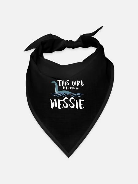 Mädchen Glaubt An Nessie Loch Ness Cryptid - Bandana Dreieckstuch - Schwarz