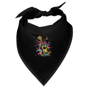 Ukulele Streetart - Bandana Dreieckstuch - Schwarz - Vorne