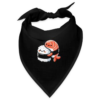 Sushi Essen Japan Nigiri Geschenk - Bandana Dreieckstuch - Schwarz - Vorne