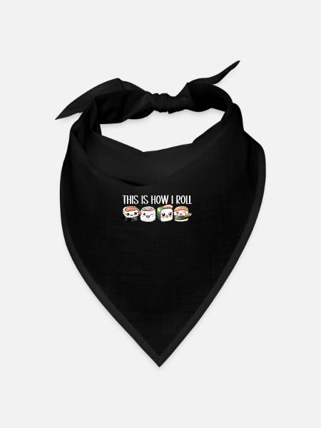 Sushi Japaner Foodliebhaber Nigiri Neko Sushi - Bandana Dreieckstuch - Schwarz