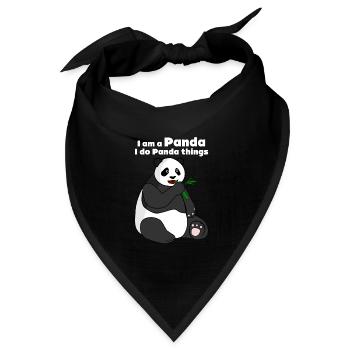 Giant Panda with Bamboo Panda Bear - Bandana Dreieckstuch - Schwarz - Vorne