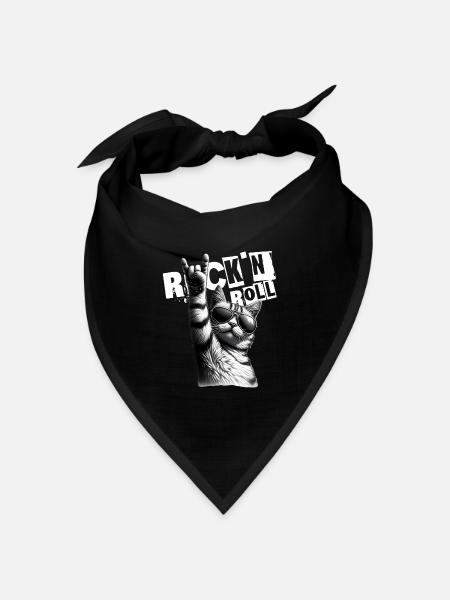 Musik Festival Rock Cat Rock n Roll - Bandana Dreieckstuch - Schwarz