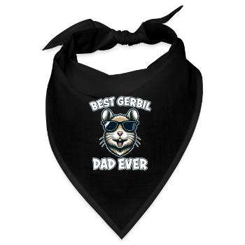 Gerbil Spruch Gerbil Dad Lustige Rennmaus Geschenk - Bandana Dreieckstuch - Schwarz - Vorne