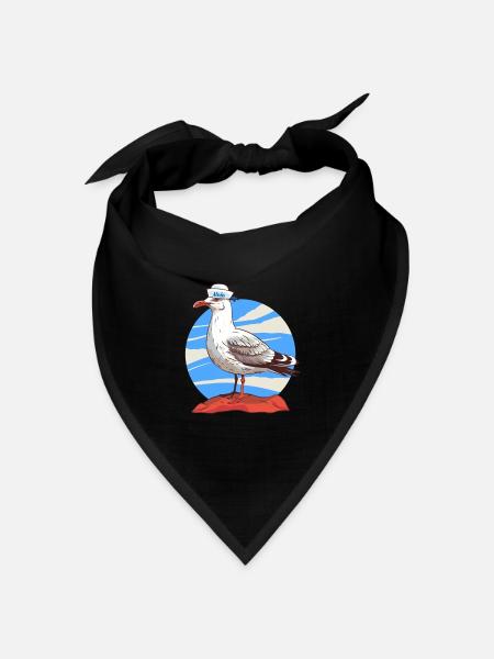 Möwe maritim Matrose - Bandana Dreieckstuch - Schwarz