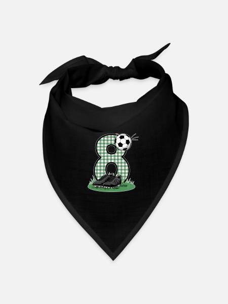 8. Geburtstag 8 Jahre Fußball Fußballspieler - Bandana Dreieckstuch - Schwarz
