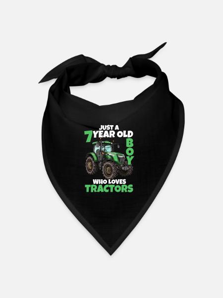 7 Jahre Traktor Junge 7. Geburtstag Geschenk - Bandana Dreieckstuch - Schwarz
