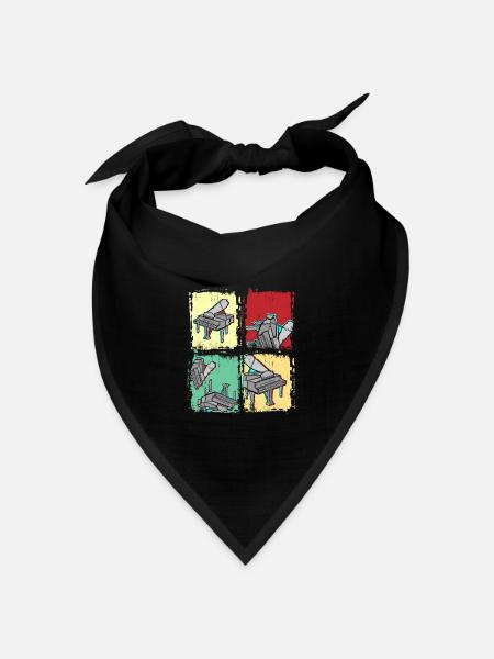 Vintage Pianist Geschenk Retro Klavier - Bandana Dreieckstuch - Schwarz