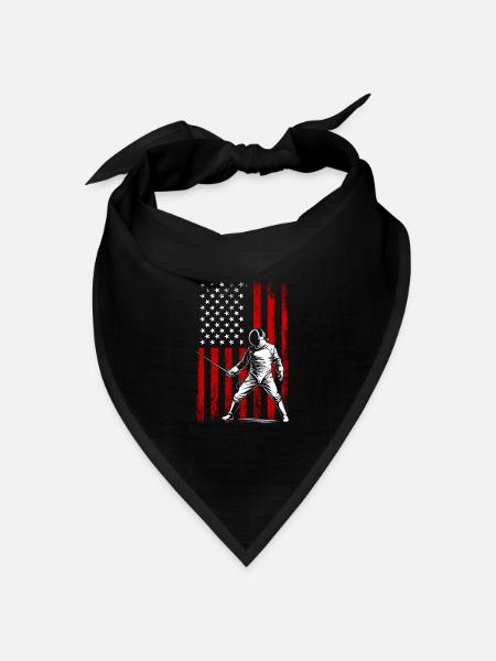 Fencing american flag Combat Fighting, Fencer - Bandana Dreieckstuch - Schwarz