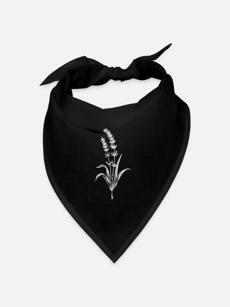 Lavendel Blume Botanische Kunst Vintage Blumen - Bandana Dreieckstuch - Schwarz