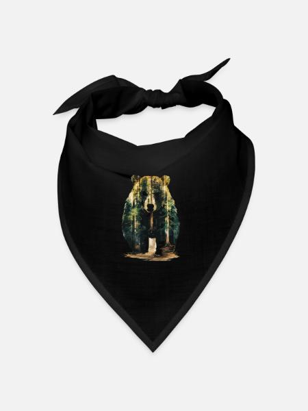 Wald Bär Natur Wildlife Kunst Berg Tier - Bandana Dreieckstuch - Schwarz