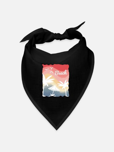 Strand Meer Surfen Urlaub Palmen - Bandana Dreieckstuch - Schwarz