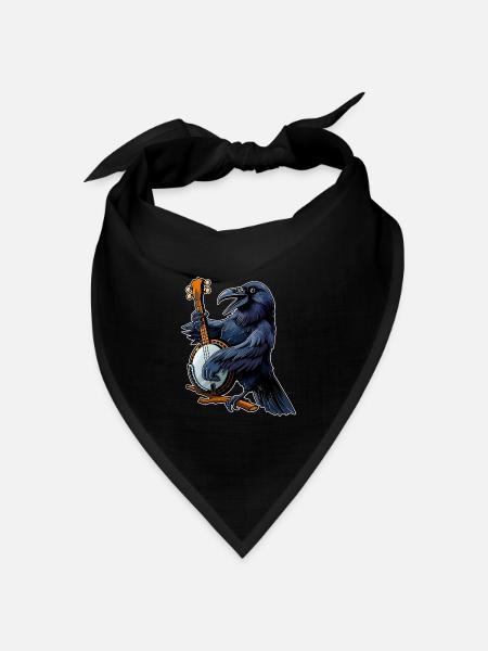 Raven Crow Bluegrass Banjo Spieler - Bandana Dreieckstuch - Schwarz