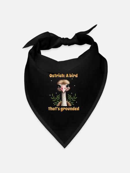 Strauß, ein Vogel, der geerdet ist - Bandana Dreieckstuch - Schwarz