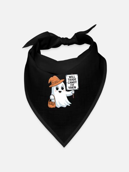 Trade Candy for Yarn Halloween Ghost Design - Bandana Dreieckstuch - Schwarz