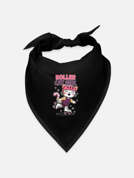 Roller Cat Girl Skaten Mädchen Rollschuhe Geschenk - Bandana Dreieckstuch - Schwarz