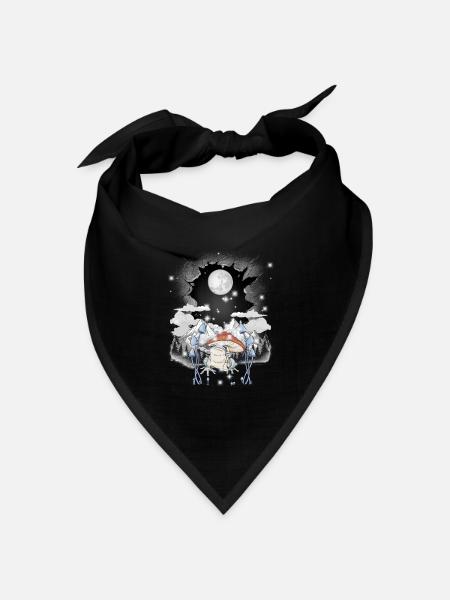Frosch Frösche Mond Natur Pilze Herbst Gebirge - Bandana Dreieckstuch - Schwarz