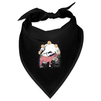 Schamanen Pferd Pferde Schamane Mond - Bandana Dreieckstuch - Schwarz - Vorne