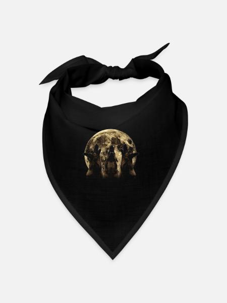 Belgischer Malinois Hund Heulender Mond - Bandana Dreieckstuch - Schwarz