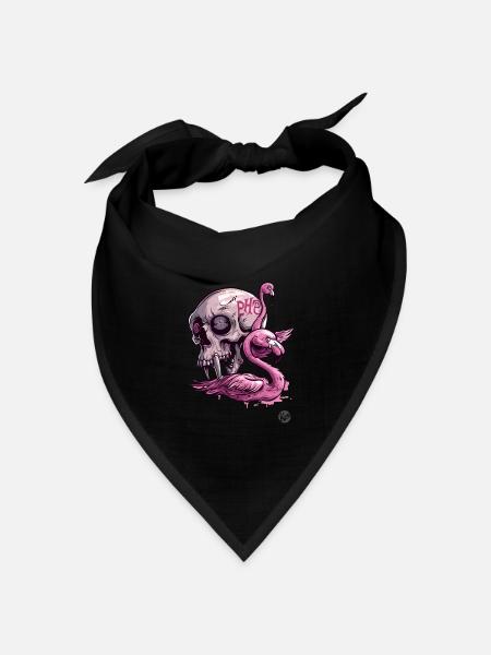 Pinker Primatenschädel & Flamingo: Tropische Vibes - Bandana Dreieckstuch - Schwarz