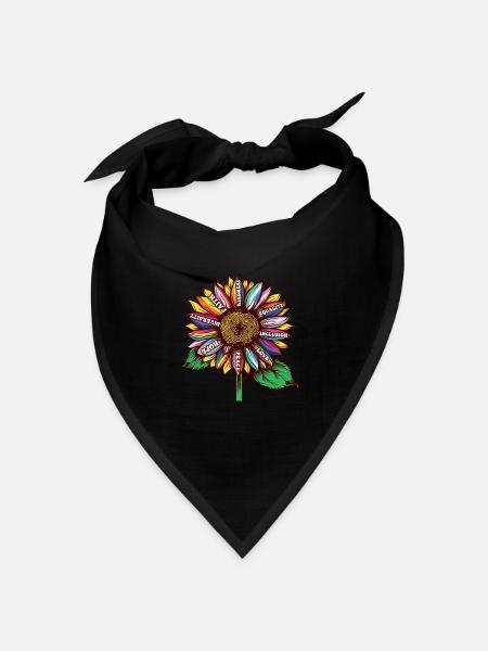 LGBTQ Sonnenblume Regenbogenflaggen Vielfalt Mensch Recht - Bandana Dreieckstuch - Schwarz