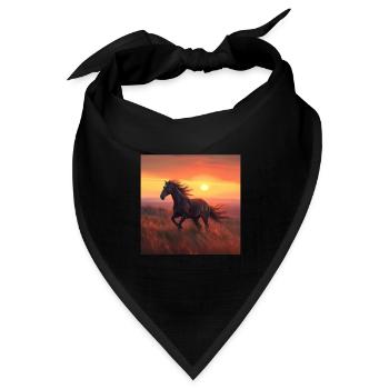 Pferd - Bandana Dreieckstuch - Schwarz - Vorne