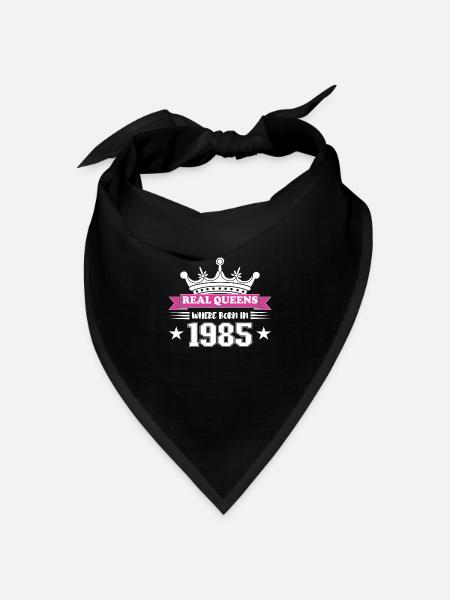 Echte Königinnen Wurden 1985 Geboren Geburtstag - Bandana Dreieckstuch - Schwarz