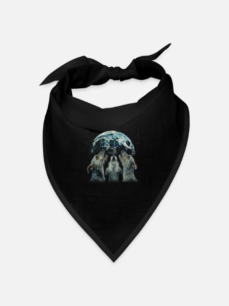 Irischer Wolfshund Hund Heulender Mond - Bandana Dreieckstuch - Schwarz
