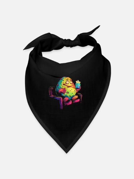 Kartoffel Couch Popcorn Popart - Bandana Dreieckstuch - Schwarz