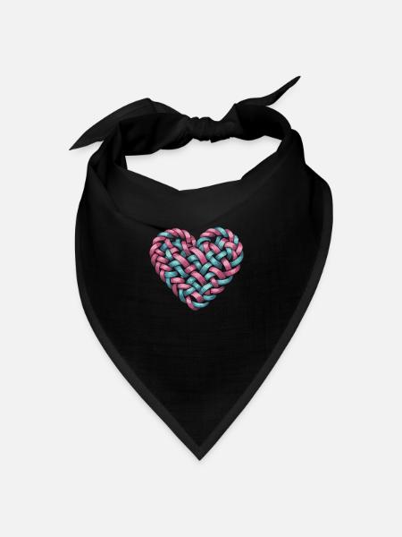 Zopfmuster Herzform Herz - Bandana Dreieckstuch - Schwarz
