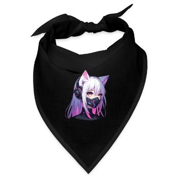 Japanische Manga Anime Ästhetik Cyberpunk Techwear - Bandana Dreieckstuch - Schwarz - Vorne