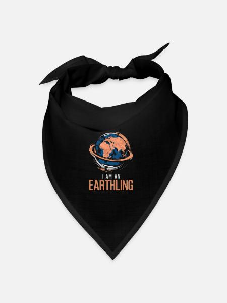 Ich bin ein Erdling / Stolzer Mensch / Erde , Welt - Bandana Dreieckstuch - Schwarz