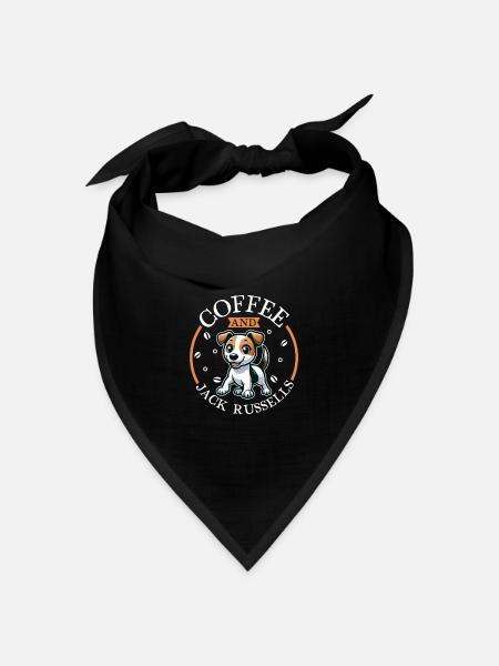 Kaffee und Jack Russell Terrier - Bandana Dreieckstuch - Schwarz