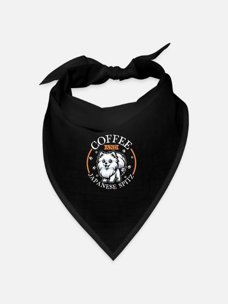 Kaffee und Japan-Spitz - Bandana Dreieckstuch - Schwarz