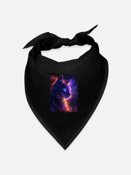 Katze - Bandana Dreieckstuch - Schwarz