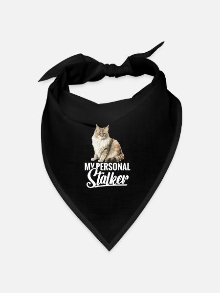 Katze: Mein Persönlicher Stalker - Bandana Dreieckstuch - Schwarz