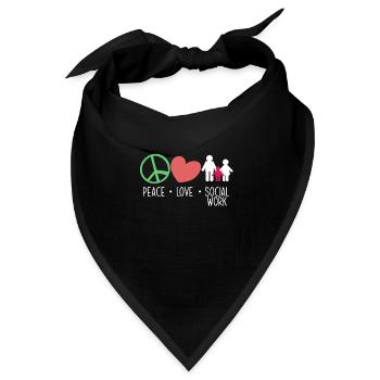 Frieden Liebe Soziale Arbeit - Bandana Dreieckstuch - Schwarz - Vorne