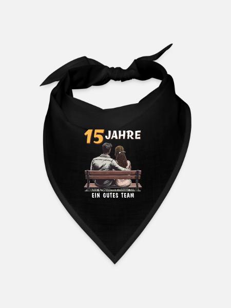 15 JAHRE EIN GUTES TEAM MANN FRAU - Bandana Dreieckstuch - Schwarz